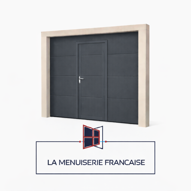 Porte de garage sectionnelle à traction avec portillon sur mesure