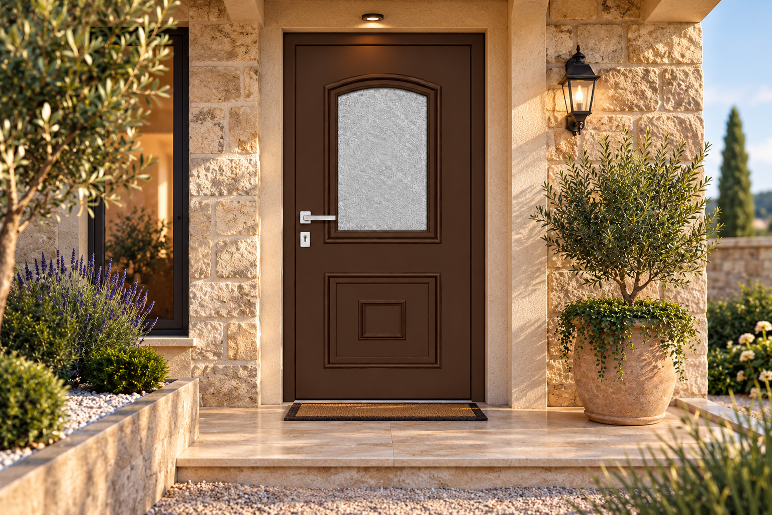 Porte d’entrée aluminium RUMBA monobloc vitrée sur mesure – Fabrication française